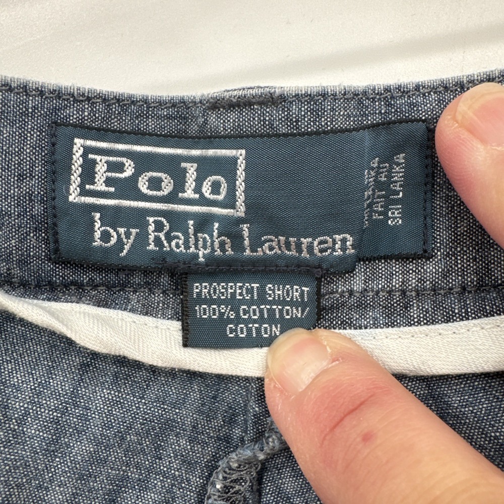 Vintage Polo Ralph Lauren Prospect Shorts Mens Size 32 Blue Chambray 9" Inseam - Picture 3 of 10